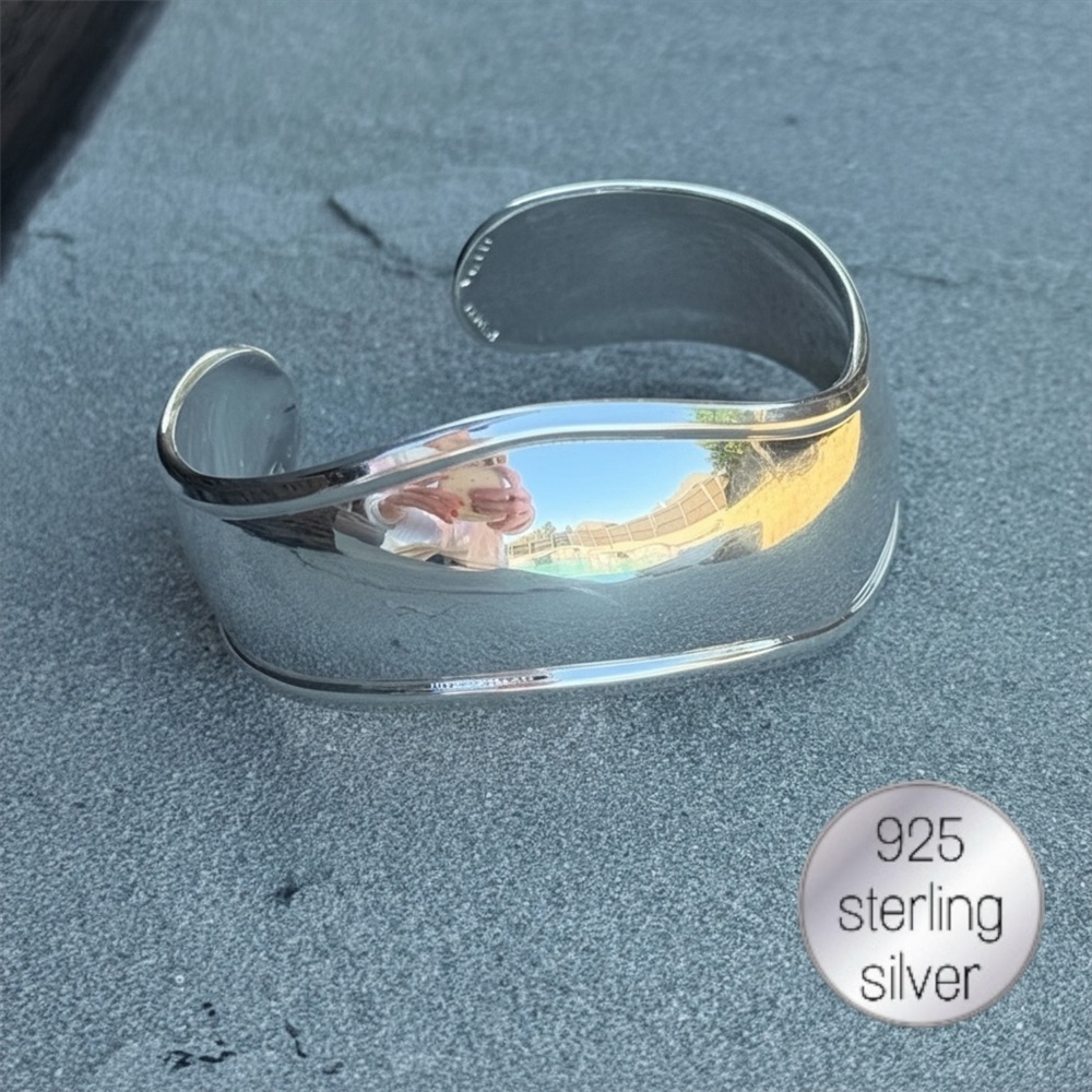 Sterling Silver Bravelet | Rolled Wave 6” Cuff | 23 Grams | Stamped 925MEX